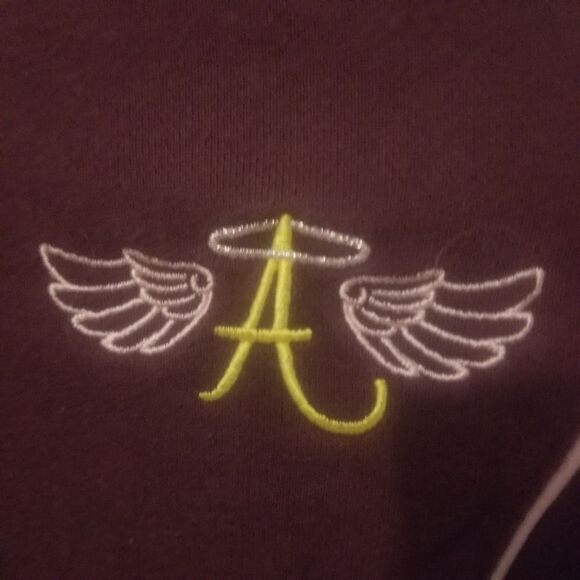 Canyon River Blues Full Zip Sweatshirt Maroon Embroidered Angel Wings Size S - Picture 2 of 6